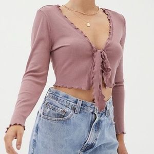 Urban Outfitters Verona Lettuce Edge Cardigan - mauve